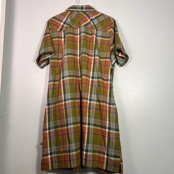 Duluth Wool Blend Plaid Short Sleeve Shirt Dress Side Pocket Sz XL Boho Casual - Picture 10 of 11